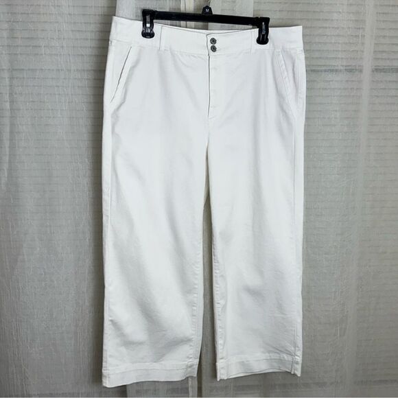 Talbots 14 Simply Flattering Collection White Wide Leg Crop Jeans - Picture 1 of 12